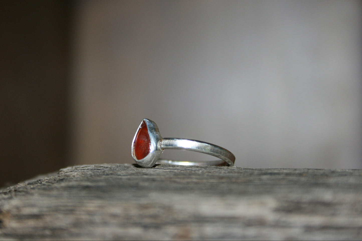 Orange Sea Glass Ring  –  UK O