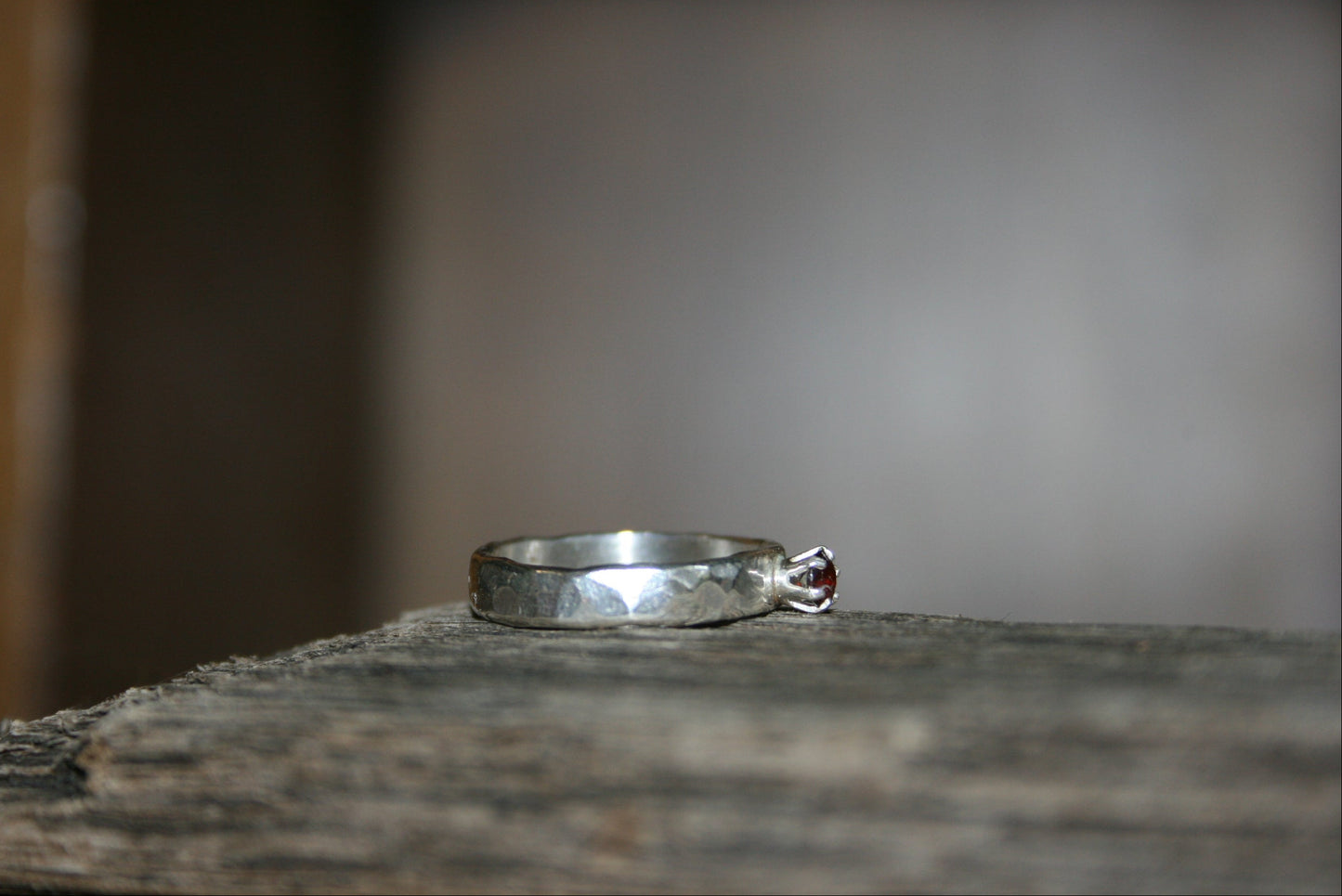 Sterling Silver Garnet Ring –  UK K