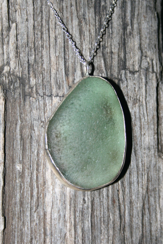 Seafoam Cumbria Sea Glass Silver Necklace