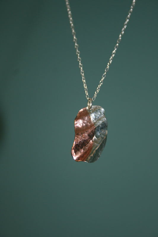 Hammered Wavy Silver and Copper Necklace