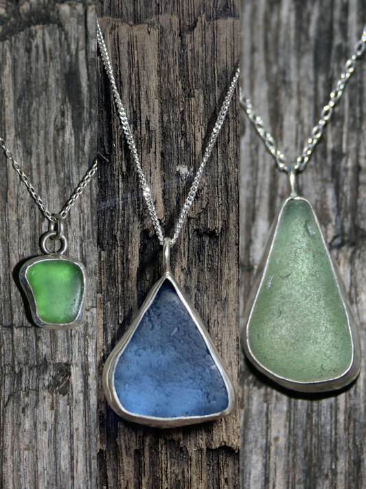 Custom Sea Glass Bezel Necklace